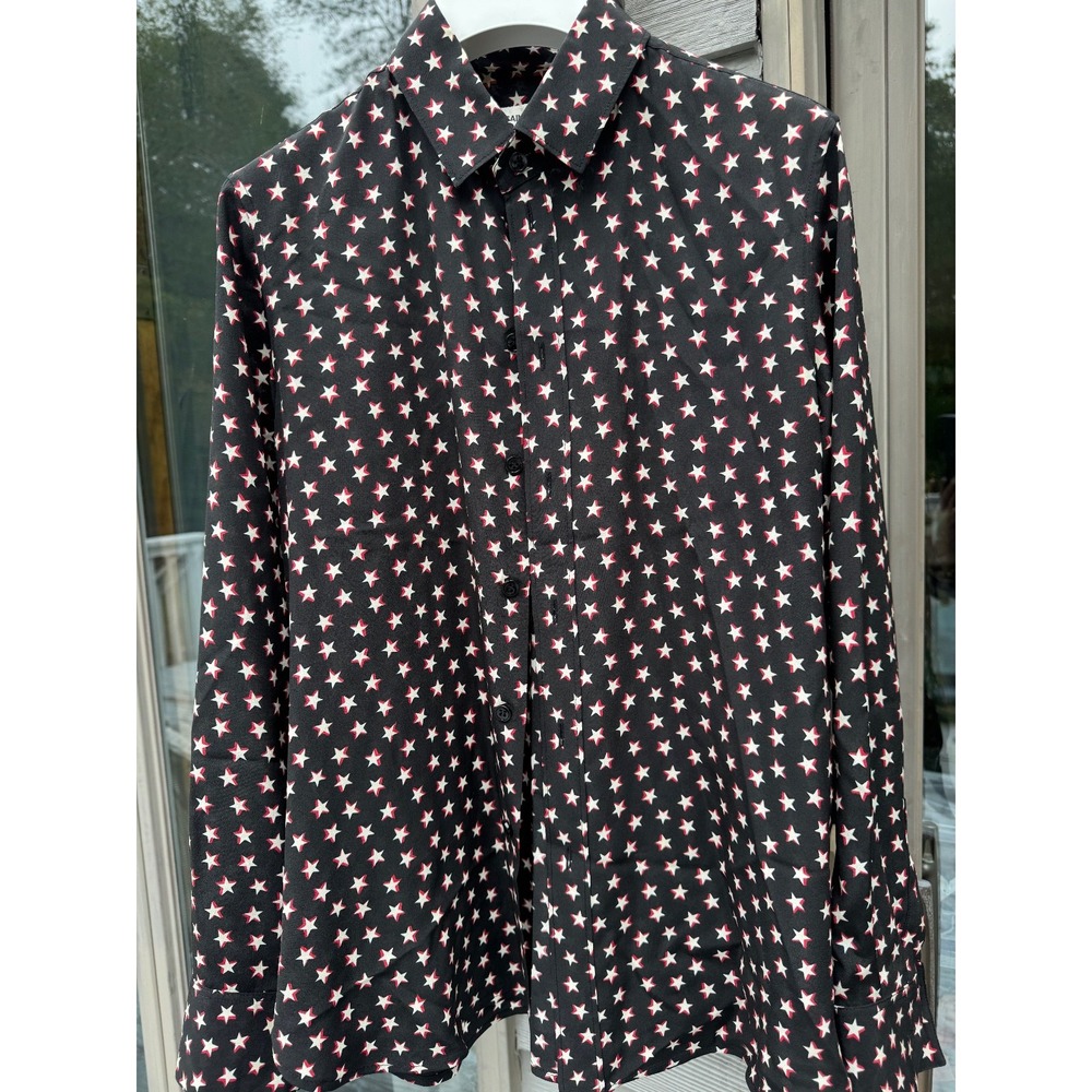 Saint Laurent Classic BLACK  STARS  SHIRT TOP size FR 38 ITALY  SILK